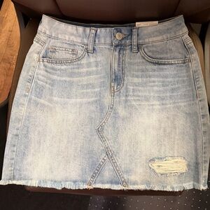 SO Light Blue Distressed Mini Skirt